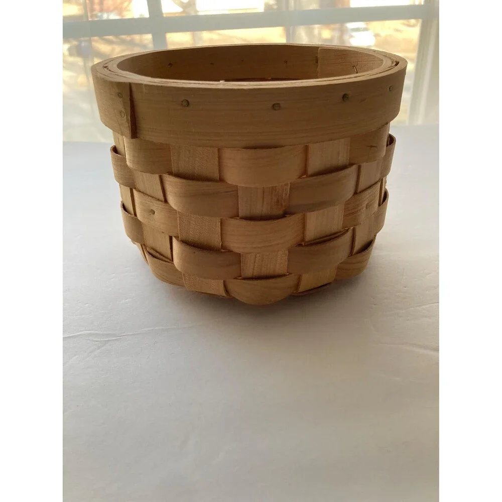 Small Mini Round Planter Basket Golden Oak 4 inches Tall 6 inch Diameter